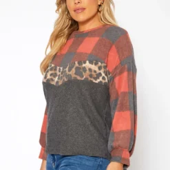 Asoph Plus Size Pattern Splice Knit Sweater -Radiant Drape Sales 2018584 110 2