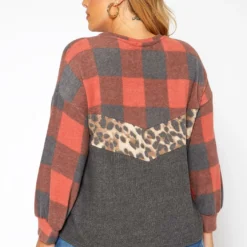 Asoph Plus Size Pattern Splice Knit Sweater -Radiant Drape Sales 2018584 110 3