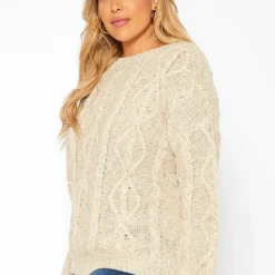 Asoph Plus Size Color Hinted Cable Knit Sweater -Radiant Drape Sales 2018586 118 2