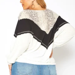 Asoph Plus Size Snakeskin Splice Knit Sweater -Radiant Drape Sales 2018587 108 3