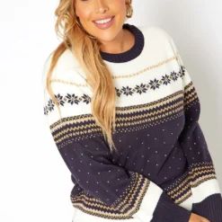 Asoph Plus Size Polka Dot Knit Sweater