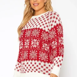 Asoph Plus Size Snow Flake Print Knit Sweater -Radiant Drape Sales 2018589 110 2