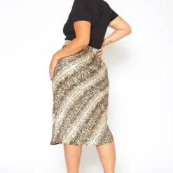 Asoph Plus Size Snakeskin Print Satin Midi Skirt -Radiant Drape Sales 2018593 388 3
