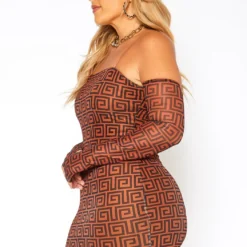Asoph Plus Size Greek Key Print Bodycon Mini Dress & Glove Set 7 Asoph Plus Size Greek Key Print Bodycon Mini Dress & Glove Set -Radiant Drape Sales 2018609 106 1