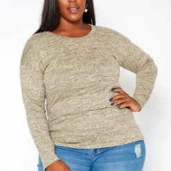 Asoph Plus Size Casual Knit Long Sleeve Top