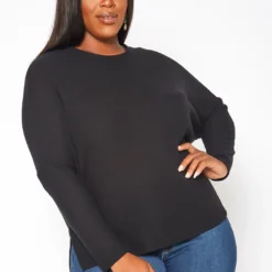 Plus Size Solid Waffle Knit Sweater