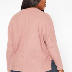 Plus Size Solid Waffle Knit Sweater -Radiant Drape Sales 2018630 186 3