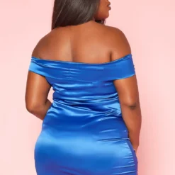 Plus Size Drawstring Hem Off Shoulder Satin Dress -Radiant Drape Sales 2018665 003 2