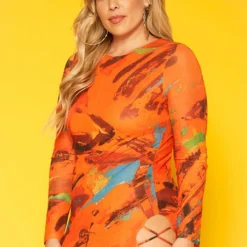 Plus Size Abstract Pattern Bodycon Mini Dress -Radiant Drape Sales 2018666 109 1