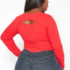 Plus Size Ribbed Knit Long Sleeve Top -Radiant Drape Sales 2018668 110 3