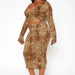 Asoph Plus Size Leopard Print Wrap Crop Top & Midi Skirt Set -Radiant Drape Sales 2018669 106 2