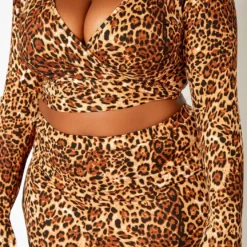 Asoph Plus Size Leopard Print Wrap Crop Top & Midi Skirt Set -Radiant Drape Sales 2018669 106 4