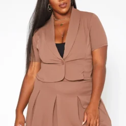 Plus Size Notch Collar Blazer Top