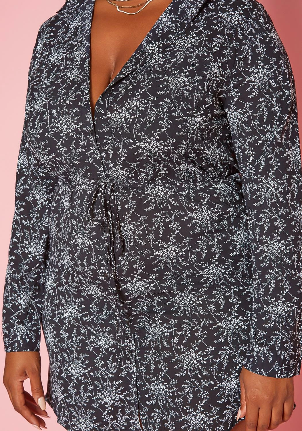 Plus Size Dainty Floral Collar Mini Dress 5 Plus Size Dainty Floral Collar Mini Dress - Image 5