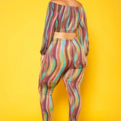 Plus Size Aura Color Pattern Crop Top & Legging Set -Radiant Drape Sales 2018704 181 3