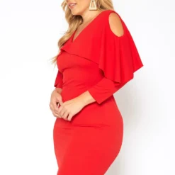 Plus Size Ruffle Overlay Long Sleeve Mini Dress -Radiant Drape Sales 2018752 110 2
