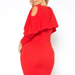 Plus Size Ruffle Overlay Long Sleeve Mini Dress -Radiant Drape Sales 2018752 110 3