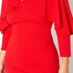 Plus Size Ruffle Overlay Long Sleeve Mini Dress -Radiant Drape Sales 2018752 110 4