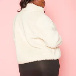 Plus Size High Neck Leopard Trim Knit Jacket -Radiant Drape Sales 2018753 204 3