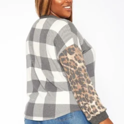 Plus Size Pattern Splice V Neck Shirt -Radiant Drape Sales 2018754 107 3