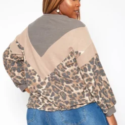 Plus Size Chevron Leopard Splice Sweater -Radiant Drape Sales 2018756 361 3