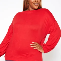 Plus Size Basic Knit Long Sleeve Shirt