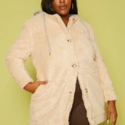 Plus Size Faux Fur Button Front Hooded Jacket -Radiant Drape Sales 2018758 204 1