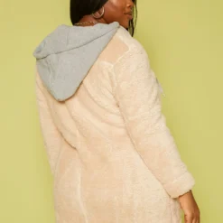 Plus Size Faux Fur Button Front Hooded Jacket -Radiant Drape Sales 2018758 204 3