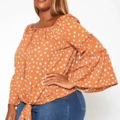 Plus Size Polka Dotted Flare Sleeve Top -Radiant Drape Sales 2018760 138 3