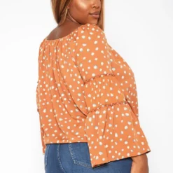 Plus Size Polka Dotted Flare Sleeve Top -Radiant Drape Sales 2018760 138 4