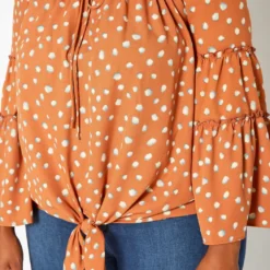 Plus Size Polka Dotted Flare Sleeve Top -Radiant Drape Sales 2018760 138 5