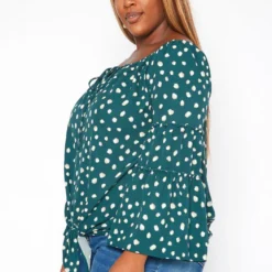 Plus Size Polka Dotted Flare Sleeve Top -Radiant Drape Sales 2018760 161 2