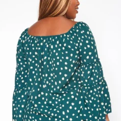 Plus Size Polka Dotted Flare Sleeve Top -Radiant Drape Sales 2018760 161 3