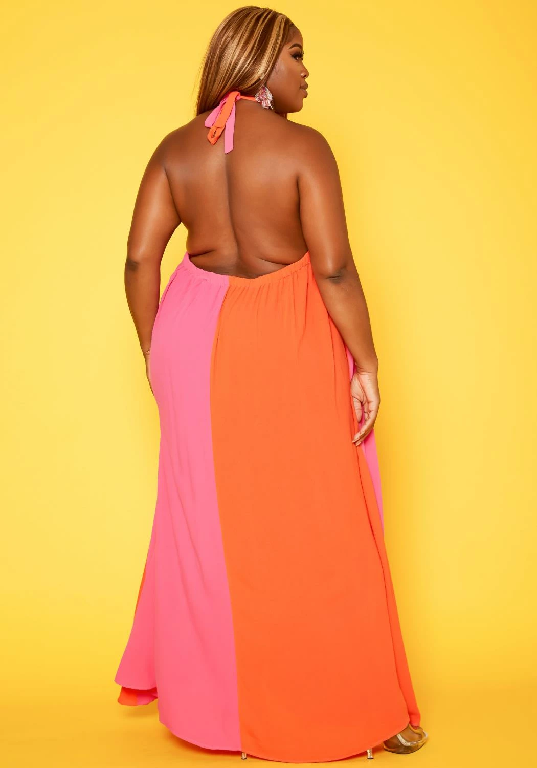 Plus Size Color Splice Flare Maxi Dress 4 Plus Size Color Splice Flare Maxi Dress - Image 4