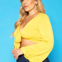Plus Size Wide Flare Long Sleeve Tie Front Top 7 Plus Size Wide Flare Long Sleeve Tie Front Top -Radiant Drape Sales 2018765 105 1
