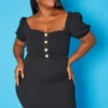 Plus Size Sweetheart Neck Bodycon Mini Dress