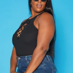 Plus Size Cross Lace Front Tank Top -Radiant Drape Sales 2018821 001 3