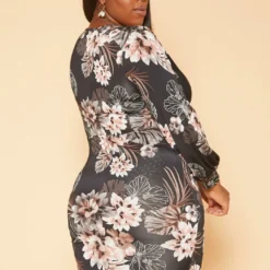 Plus Size Floral Print Bodycon Mini Dress -Radiant Drape Sales 2018841 001 4