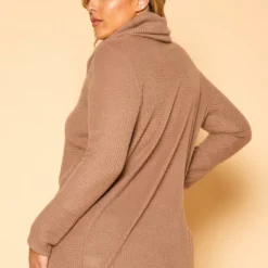 Plus Size Waffle Knit Funnel Neck Sweater -Radiant Drape Sales 2018848 389 3