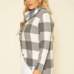 Plus Size Plaid Print Funnel Neck Sweater -Radiant Drape Sales 2018850 107 1 1