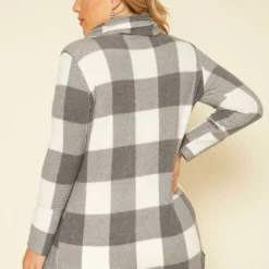 Plus Size Plaid Print Funnel Neck Sweater -Radiant Drape Sales 2018850 107 2