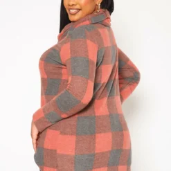Plus Size Plaid Print Funnel Neck Sweater -Radiant Drape Sales 2018850 110 3