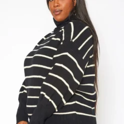 Plus Size Striped Print Turtleneck Sweater 7 Plus Size Striped Print Turtleneck Sweater -Radiant Drape Sales 2018852 001 2