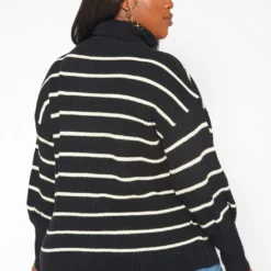 Plus Size Striped Print Turtleneck Sweater 8 Plus Size Striped Print Turtleneck Sweater -Radiant Drape Sales 2018852 001 3