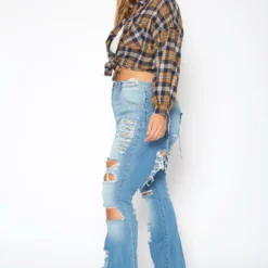 Plus Size Distressed Flare Denim Jeans -Radiant Drape Sales 2018869 003 3