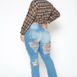 Plus Size Distressed Flare Denim Jeans -Radiant Drape Sales 2018869 003 4