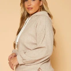 Plus Size Ribbed Knit Hooded Sweater -Radiant Drape Sales 2018897 118 2