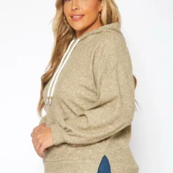 Plus Size Ribbed Knit Hooded Sweater -Radiant Drape Sales 2018897 125 2