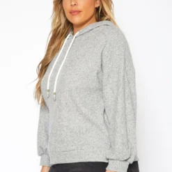 Plus Size Ribbed Knit Hooded Sweater -Radiant Drape Sales 2018897 261 2