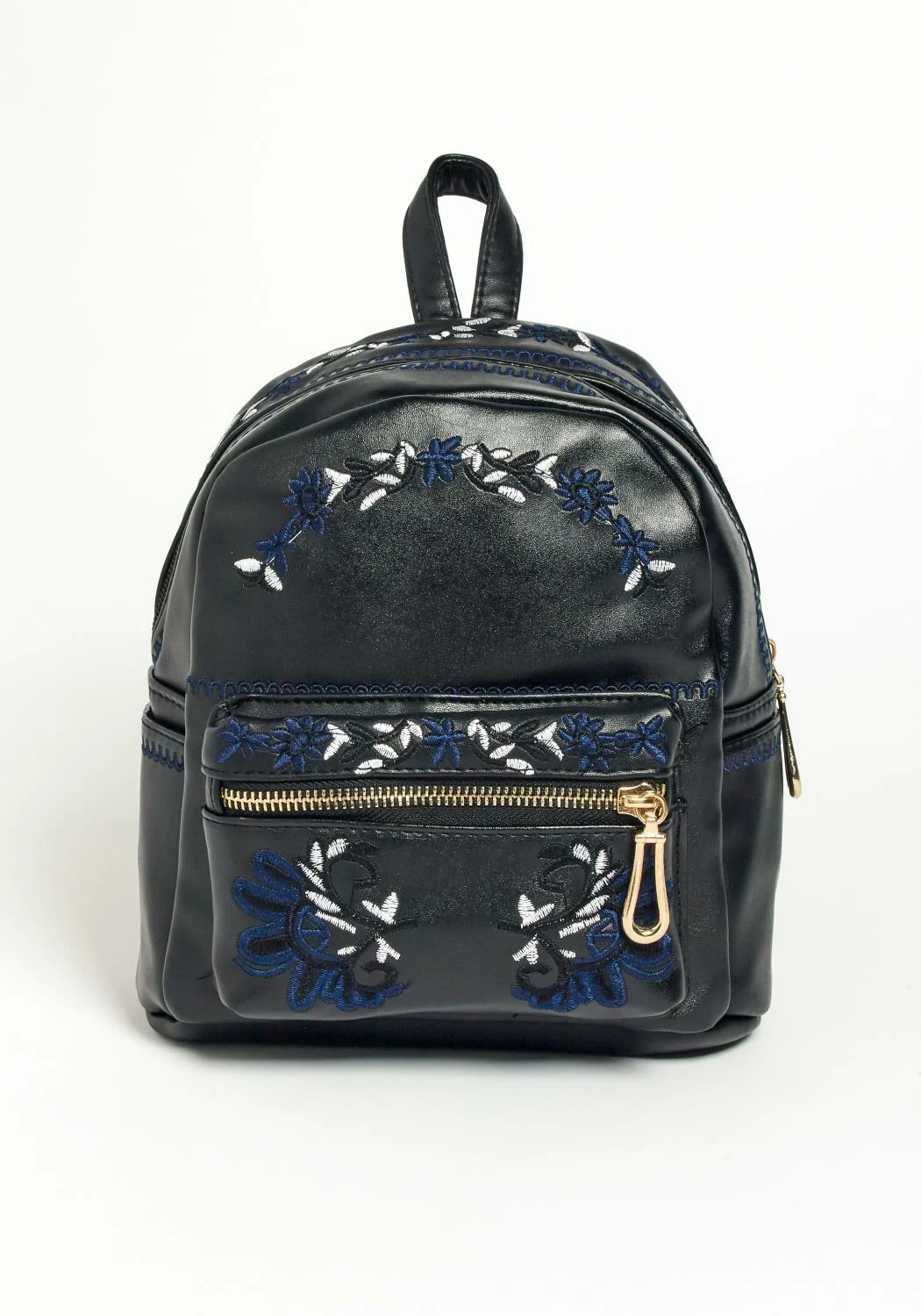 Rose Faux Leather Embroidered Mini Backpack 1 Rose Faux Leather Embroidered Mini Backpack